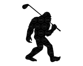 Bigfoot Svg, Golf Svg, Golfer Big Foot Svg, Yeti, Sasquatch. Vector Cut file Cricut, Silhouette, Sticker, Decal, Pdf Png Dxf.