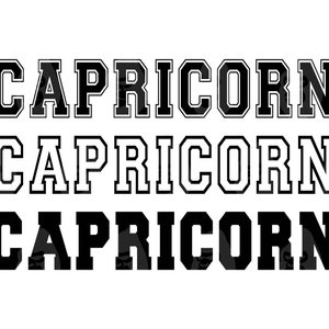 Capricórnio Svg, Capricórnio Png, Fonte do time do colégio da faculdade, Signos do Zodíaco, Horóscopo, Astrologia. Arquivo de corte vetorial Cricut, silhueta, adesivo.