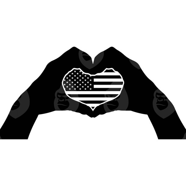 US Heart Hands Svg, American Flag, I Love You Hand Sign Svg, ASL, Sign Language. Vector Cut file Cricut, Silhouette, Stencil.