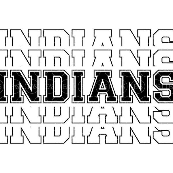 Stacked Indians Svg, Go Indians Svg, Run Indians, Indians Team Svg, Sport Jersey Font. Vector Cut file Cricut, Pdf Png Dxf Eps.