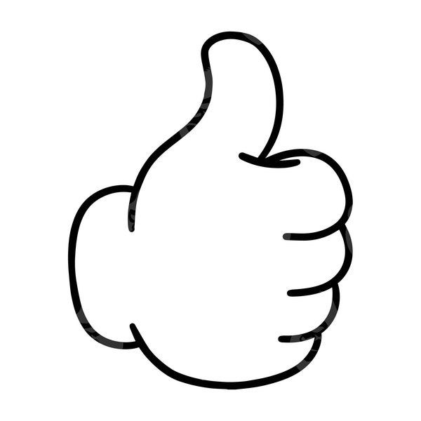 Cartoon Thumbs Up Svg, Thumb Up Png, Thumbs Up Hand Sign, Hand Gesture. Vector Cut file Cricut, Silhouette.