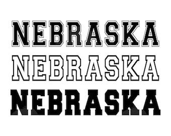 Nebraska Svg, Nebraska Varsity Png, College Font Text, America State Svg. Vector Cut file Cricut, Silhouette, Sticker.