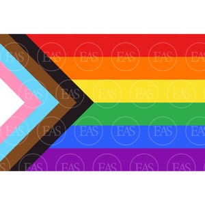 Drapeau de progrès LGBTQ SVG, drapeau arc-en-ciel SVG, mois de la fierté LGBTQ. Clip art, fichier Vector Cut Cricut, Silhouette, Pdf Png Dxf Eps, Autocollant, Épingle
