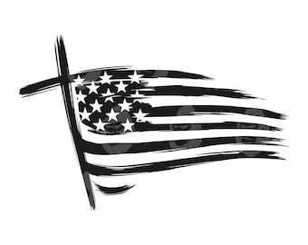 Amerikansk flagga kristet kors svg, kristet kors png, Jesus är kung, tro över rädsla, troende. Vektor klippfil Cricut, silhuett.