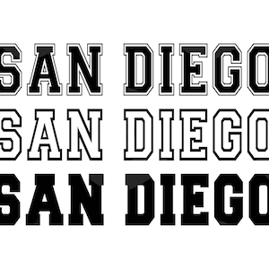San Diego Svg, San Diego Varsity Png, College Font Text, America State. Vector Cut file Cricut, Silhouette, Sticker, Pdf Png Dxf.