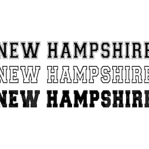 New Hampshire Svg, New Hampshire Varsity Png, College Font Text, America State Svg. Vector Cut file Cricut, Silhouette, Sticker.