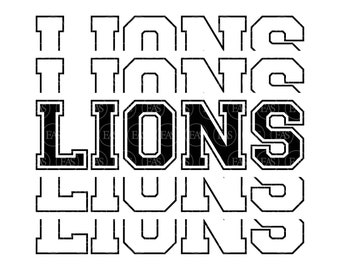 Stacked Lions Svg, Go Lions Svg, Run Lions, Lions Team Svg, Sport Jersey Font. Vector Cut file Cricut, Pdf Png Dxf Eps.