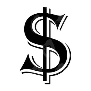 Segno del dollaro Svg, Png del segno del dollaro americano, Segno dei soldi Svg, Clipart della valuta del dollaro. File di taglio vettoriale Cricut, silhouette.