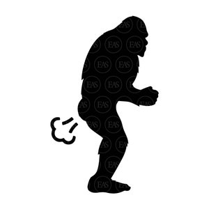 Farting Bigfoot Svg, Fart Svg, Big Foot, Yeti, Sasquatch. Vector Cut file Cricut, Silhouette, Sticker, Decal, Vinyl, Pin, Pdf Png Dxf Eps.