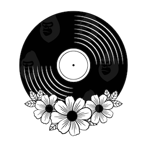 Disco de vinil floral Svg, Disco de vinil Png, Disco de música Svg, Disco de vinil Svg, Vinil vintage. Arquivo de corte vetorial para Cricut, Silhueta.
