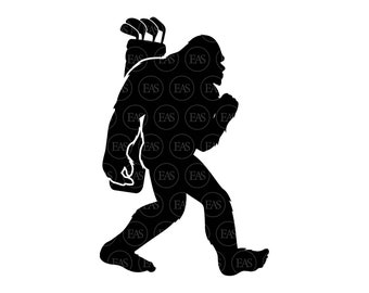 Bigfoot Svg, Golf Svg, Golfer Big Foot Svg, Sasquatch, Yeti. Vector Cut file Cricut, Silhouette, Sticker, Decal, Pdf Png Dxf.