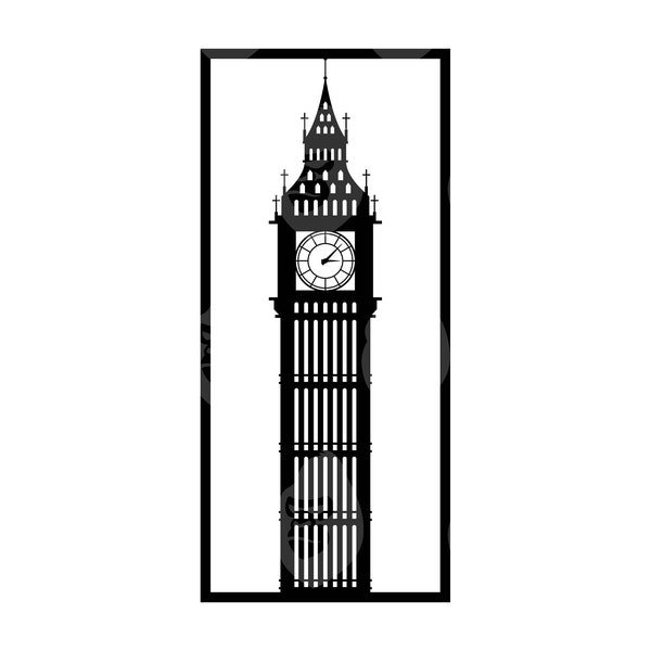 Big Ben Svg, Big Ben Png, Rectangle Frame Svg, London, Big Ben Sublimation, Big Ben Clipart. Vector Cut file Cricut, Silhouette.