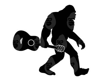 Bigfoot Svg, Big Foot with Guitar Svg, Bigfoot Png, Yeti Svg, Sasquatch Svg. Vector Cut file for Cricut, Silhouette, Sticker, Decal.