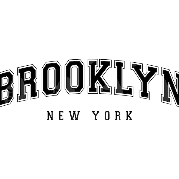 Brooklyn New york Svg, Brooklyn New york Png, Arched Varsity Font Svg, America State. Vector Cut file Cricut, Silhouette, Pdf Png Dxf.