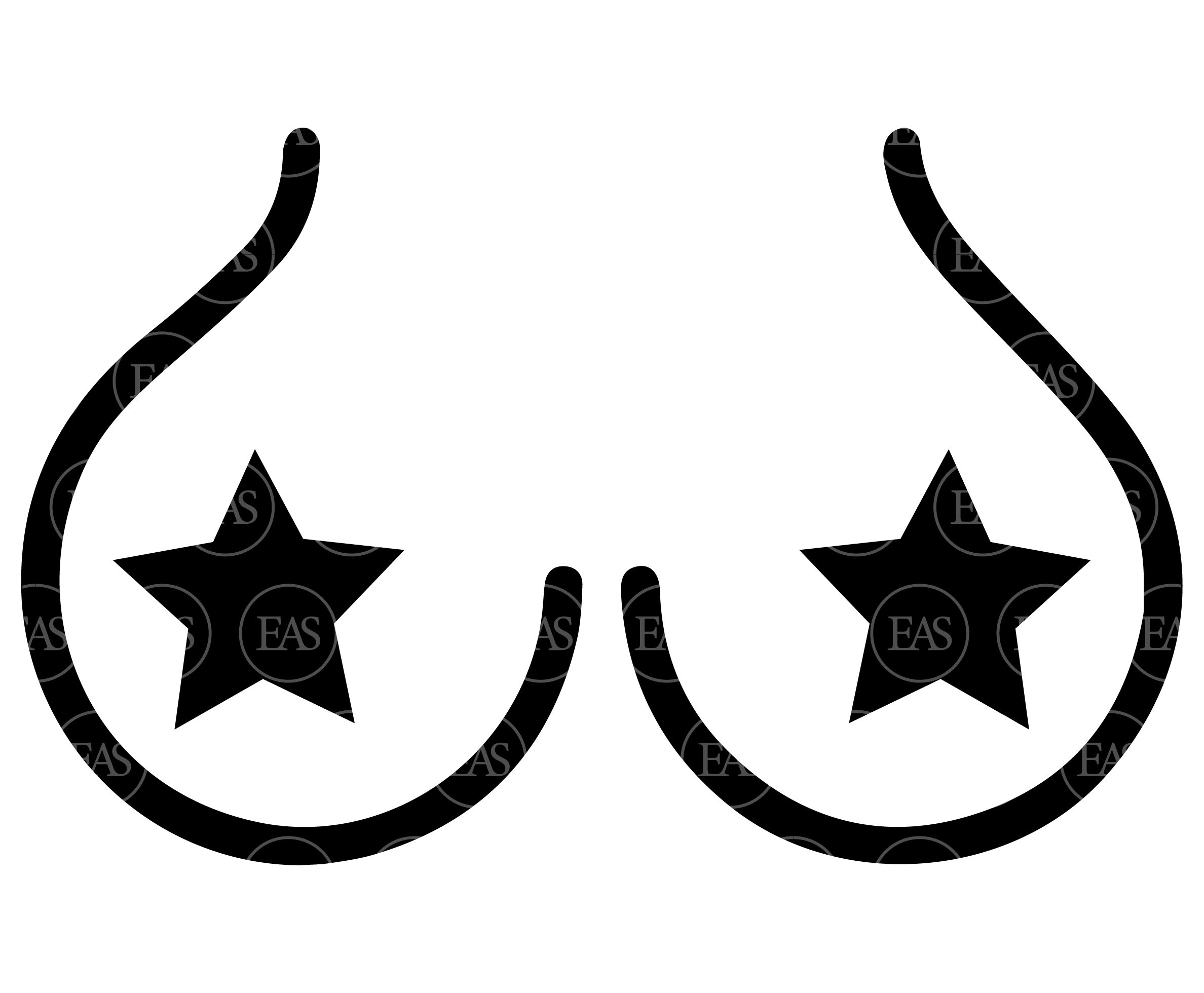 Star Nipples Svg, Boobs Svg, Tits Svg. Vector Cut file for Cricut,  Silhouette, Sticker, Decal, Vinyl, Stencil, Pin, Pdf Png Dxf Eps