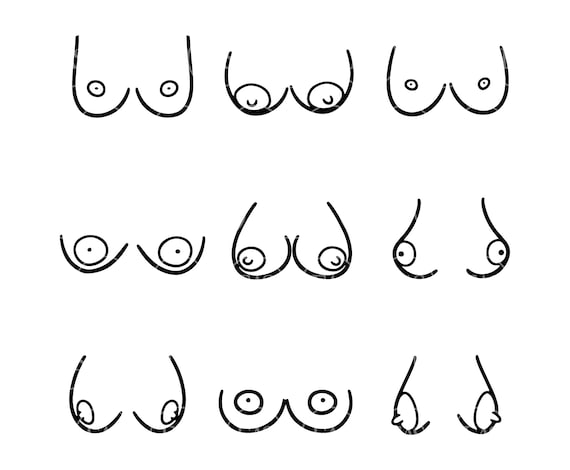 Hand Drawn Boobs Svg. Sketch Boobies Svg, Tits Svg. Vector Cut File for  Cricut, Silhouette, Sticker, Decal, Vinyl, Stencil, Pdf Png Dxf Eps. 