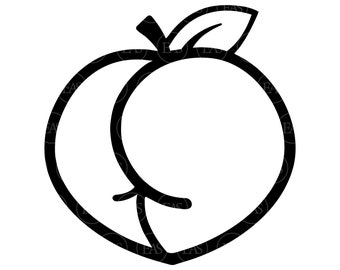 Peach Ass Svg, Peach Butt Svg Vector Cut file for Cricut, Silhouette, Sticker, Decal, Vinyl, Stencil, Pin, Pdf Png Dxf Eps