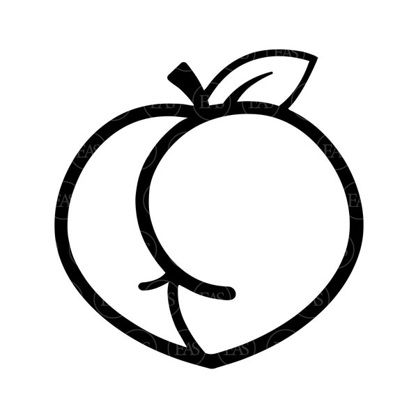 Peach Ass Svg, Peach Butt Svg Vector Cut file for Cricut, Silhouette, Sticker, Decal, Vinyl, Stencil, Pin, Pdf Png Dxf Eps