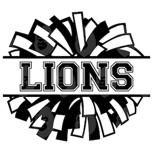 Leones Svg, Go Lions Png, Pom Pom Monogram, Cheer Mom, Team Spirit, School Mom. Archivo de corte vectorial Cricut, Silueta.