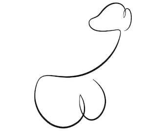 Línea arte Pene Svg, Línea Continua Pene Svg. Archivo de corte vectorial para Cricut, Silueta, Pdf Png Dxf Eps, Pegatina, Calcomanía, Vinilo, Plantilla, Pin