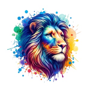 Lion Png, Lion Watercolor Png, Lion Clipart, Lion Printable. Vector Cut file Cricut, Silhouette.