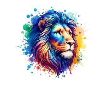 Lion Png, Lion Watercolor Png, Lion Clipart, Lion Printable. Vector Cut file Cricut, Silhouette.