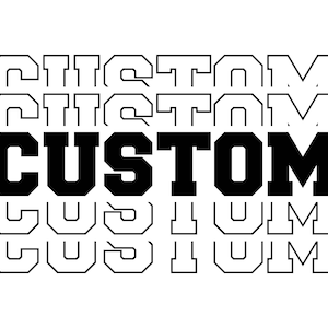 Svg apilado personalizado, SVG de texto espejo personalizado, fuente Sports College Jersey, fuente Varsity, espíritu de equipo escolar. Cortar archivo Cricut, Pdf Png Dxf.