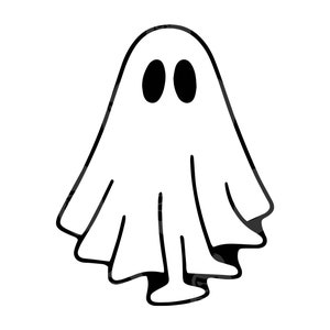 Puede incluir: Un fantasma de dibujos animados en blanco y negro con dos ojos.