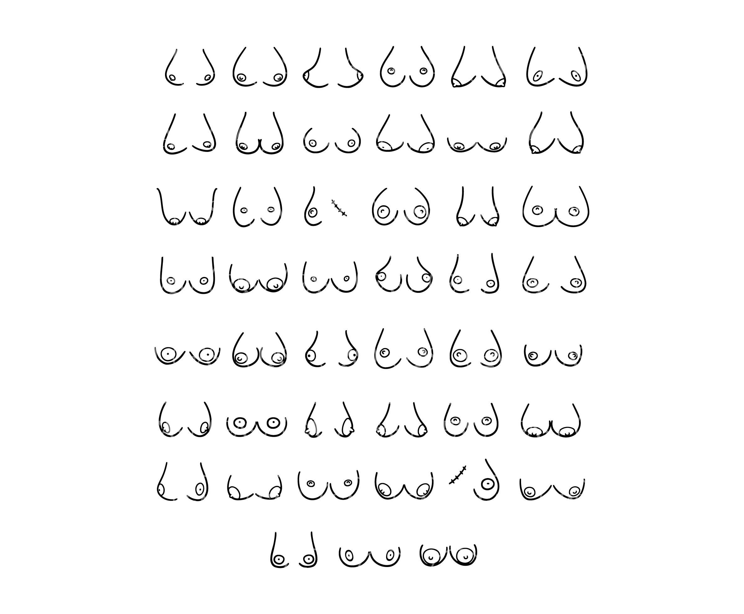 Hand Drawn Boobs Svg. Sketch Boobies Svg, Tits Svg. Vector Cut File for  Cricut, Silhouette, Sticker, Decal, Vinyl, Stencil, Pdf Png Dxf Eps. 