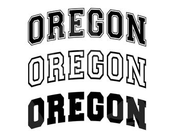 Oregon Svg, Oregon Varsity Png, Fuente universitaria, Texto arqueado, America State Svg. Archivo de corte vectorial Cricut, silueta, pegatina.