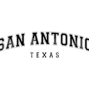 San Antonio Texas Svg, San Antonio Texas Png, Arched Varsity Font Svg, America State. Vector snijbestand Cricut, silhouet.