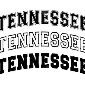 Tennessee Svg, Tennessee Png, Varsity-lettertype Svg, College-lettertype, gebogen tekst, America State Svg. Vector gesneden bestand Cricut, silhouet, sticker.