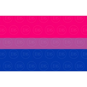 May include: A rectangular flag design with three horizontal stripes: hot pink at the top, lavender in the middle, and deep blue at the bottom. The background is covered with a watermark of the letters "EAS" inside a circle.