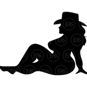 Thick Curvy Cowboy Mudflap Girl Svg, Cowboy Girl Svg, Trucker Girl Svg. Vector Cut file Cricut, Silhouette, Pdf Png Dxf Eps, Sticker, Decal.