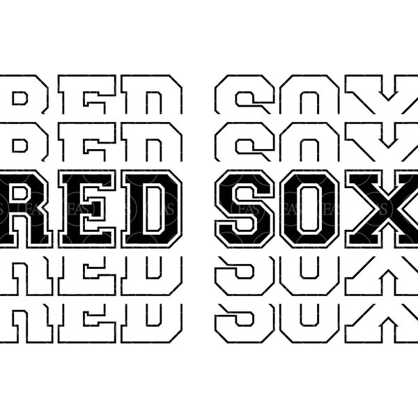 Stacked Red Sox Svg, Go Red Sox Svg, Run Red Sox, Red Sox Team Svg, Sport Jersey Font. Vector Cut file Cricut, Pdf Png Dxf Eps.