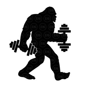Bigfoot Svg, Big Foot Svg, Dumbbell Svg, Workout, Gym, Bodybuilding. Vector Cut file Cricut, Silhouette, Sticker, Decal, Pdf Png Dxf Eps.