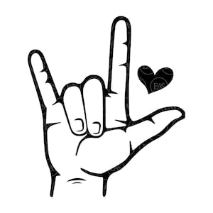 Ich liebe dich Handzeichen svg, ASL, Gebärdensprache svg Vektor Schnittdatei Cricut, Silhouette, Aufkleber, Abziehbild, Vinyl, Schablone, Pin, Pdf Png Dxf.