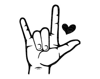 I Love You Hand Sign Svg, ASL, Sign Language Svg. Vector Cut file Cricut, Silhouette, Sticker, Decal, Vinyl, Stencil, Pin, Pdf Png Dxf.