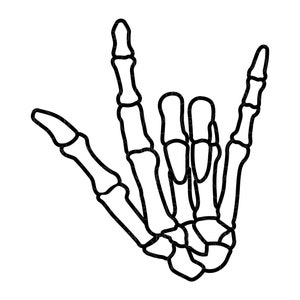Skelett Ich liebe dich Hand Zeichen SVG, ASL, Gebärdensprache. Vektor Cut Datei Cricut, Silhouette, Aufkleber, Aufkleber, Schablone, Pdf Png Dxf.