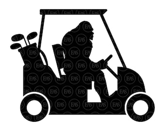 Bigfoot Svg, Golf Cart Svg, Golfer Big Foot Svg, Yeti, Sasquatch. Vector Cut file Cricut, Silhouette, Sticker, Decal, Pdf Png Dxf.
