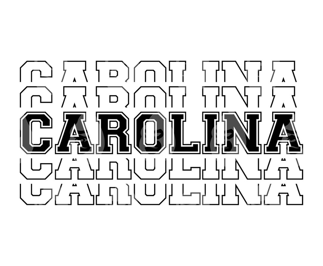 Carolina Svg, Varsity Font Svg, College Font, Stacked Text, America Svg ...