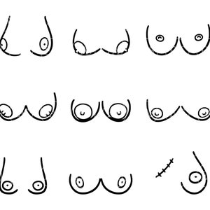 Boobs Hand Drawn Print Digital Download Print Funny Cheeky Boobies