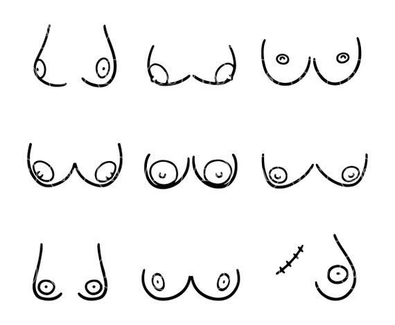 Woman Breast Vector Set. Funny Boobs Of Different Shapes Doodle Background.  Black And White Pattern. Royalty Free SVG, Cliparts, Vectors, and Stock  Illustration. Image 139013256.