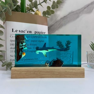 ハンマーヘッドシャークのナイトライト、パーソナライズされた玄関の装飾、わずかに傷のある樹脂アート作品、ハロウィンギフト、クリスマスギフト