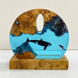 Orca Resin Night Light, Diver And Whale Ornament, Best Friend Gift, Unique Decoration, Halloween Gift, Christmas Gift image 5