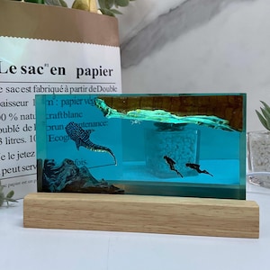 Nachtlampje walvishaai, gepersonaliseerde haldecoraties, enigszins gebrekkig harskunstwerk, Halloween-cadeau, kerstcadeau