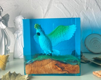 Cockatoo Micro Landscape Handmade Ornaments, Unique And Exquisite Customized Gifts, Perfect Home Decoration, Great Gift For Parrot Lovers.