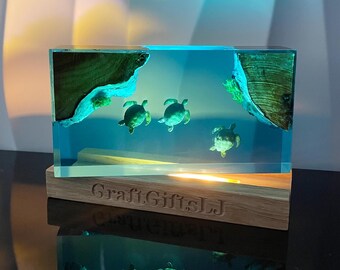Sea Turtle  Lamp, Handmade Artwork, Personalized Home Decor, Best Friend Gift, Unique Decor, Children's Gift, Great Collectible