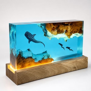 Walhai Würfel Harz Lampe, Handgemacht Ornament, Taucher Art Craft, Ocean Art, Bester Freund Geschenk, Einzigartige Dekoration, Geschenk für Kinder