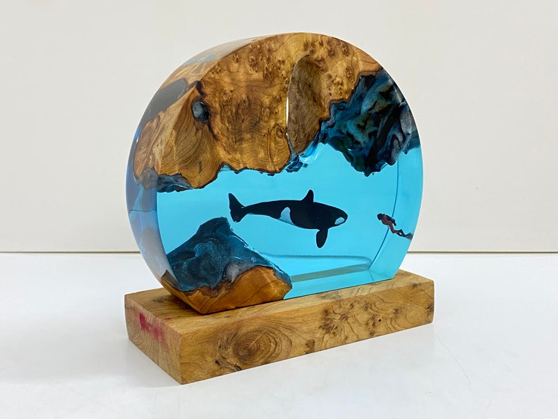 Orca Resin Night Light, Diver And Whale Ornament, Best Friend Gift, Unique Decoration, Halloween Gift, Christmas Gift image 9